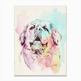 Pastel Tibetan Mastiff Dog Pastel Line Illustration  3 Canvas Print