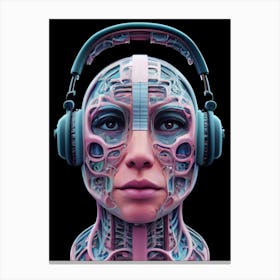 Woman Headphones Canvas Print