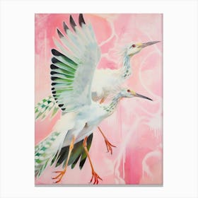 Pink Ethereal Bird Painting Roadrunner 1 Canvas Print