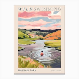 Wild Swimming At Malham Tarn Yorkshire 2 Poster Canvas Print