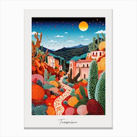 Poster Of Taormina, Italy, Illustration In The Style Of Pop Art 4 Canvas Print