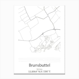 Brunsbuttel,Germany Minimalist Map Canvas Print