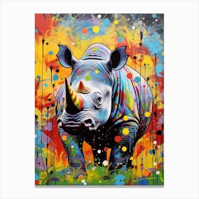 Paint Splash Dotty Rhino 2 Canvas Print
