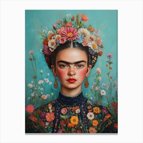 Frida Bunte Blumen Kunst Canvas Print