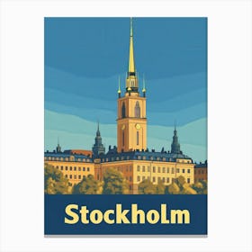 Aihrgdesign A Retro Travel Poster For Stockholm Featuring The 933fe8e1 6bbf 4369 Bd44 9f4a3cc458b8 0 Canvas Print