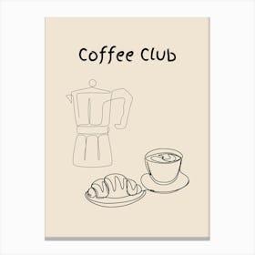 Coffee Club Poster B&W Canvas Print