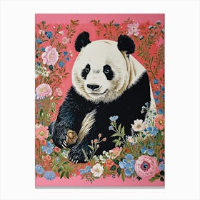 Floral Animal Painting Panda 2 Canvas Print