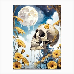 Surrealist Floral Skull Painting (7) Canvas Print