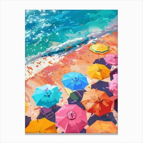 Colorful Umbrellas On The Beach 4 Canvas Print
