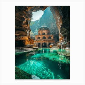 Sandstone Cave In Tibet Canvas Print