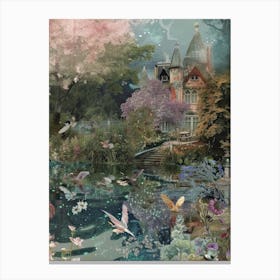 Fairytale Pond Scrapbook Collage 5 Canvas Print