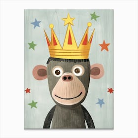 Little Chimpanzee 1 Wearing A Crown Canvas Print