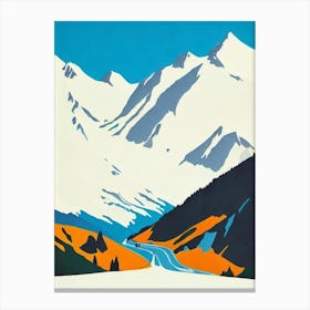 Stubaier Gletscher 2, Austria Midcentury Vintage Skiing Poster Canvas Print