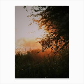 Sunrise Over A Lake Canvas Print