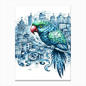 Radar Parrot In The City Canvas Print