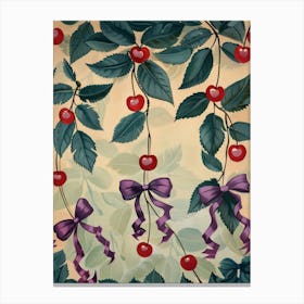 Botanical Bows And Cherries 6 Pattern Canvas Print