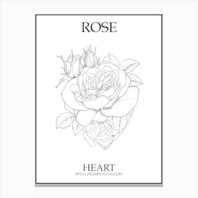 Rose Heart Line Drawing 6 Poster Canvas Print
