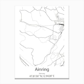 Ainring,Germany Minimalist Map Canvas Print