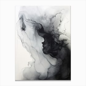 White And Black Flow Asbtract Painting 1 Canvas Print