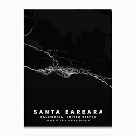 Santa Barbara California USA Black Map Canvas Print