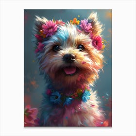 Yorkshire Terrier with floral Canvas Print