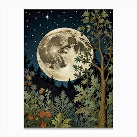 Full Moon In The Woods Style William Morris 1 Art Print Canvas Print