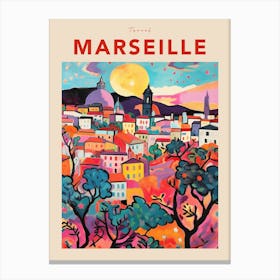 Marseille France 5 Fauvist Travel Poster Canvas Print
