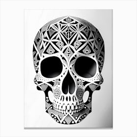 Skull With Geometric Designs 3 Doodle Canvas Print