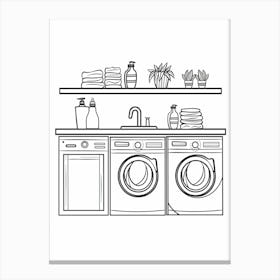 Wash Day Routine line drawing Canvas Print