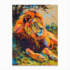 Masai Lion Resting In The Sun Fauvist Painting 4 Canvas Print