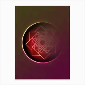 Geometric Neon Glyph on Jewel Tone Triangle Pattern 364 Canvas Print
