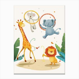 Giraffes And Lions Kids and Nursery Canvas Print