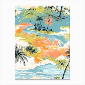 Bora Bora In French Polynesia, Inspired Travel Pattern 3 Canvas Print