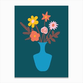 Pop Art Flower Vase Navy Print Canvas Print