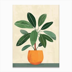 Money Tree Plant Minimalist Illustration 1 Canvas Print