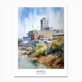 Myrtle 3 Watercolour Travel Poster Canvas Print