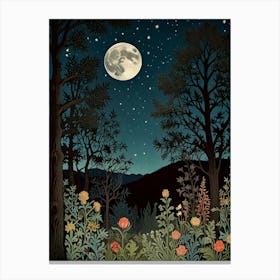 Moonlight In The Forest Style William Morris 1 Art Print Canvas Print