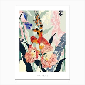 Colourful Flower Illustration Poster Hollyhock 2 Canvas Print