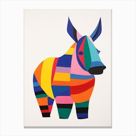 Colourful Kids Animal Art Rhinoceros 3 Canvas Print