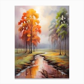 Autumn Trees In A Stream . 1 Canvas Print