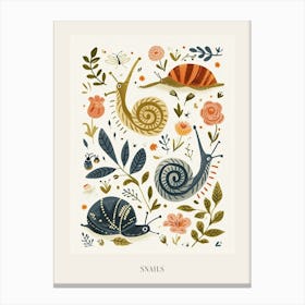 Colourful Insect Illustration Snails Poster Canvas Print