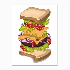 Cartoon Sandwich Canvas Print