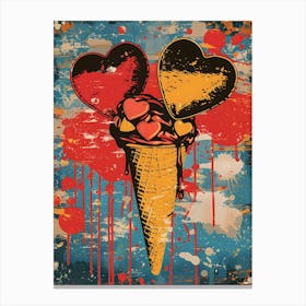 Ice Cream Cone, Vibrant Pop Art Canvas Print