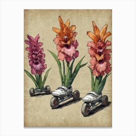 Skateboard Flowers Canvas Print