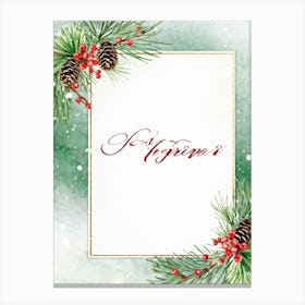 A Watercolor Interpretation Of A Modern Calligraphy Christmas Greeting Flourishes Adding An Elegant (1) Canvas Print