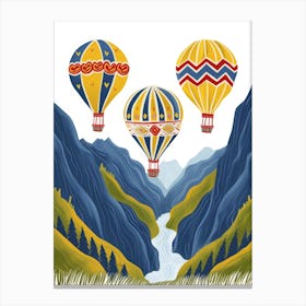 Hot Air Balloons In The Mountains Canvas Print