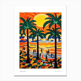 Copacabana Rio De Janeiro Matisse Style 8 Watercolour Travel Poster Canvas Print