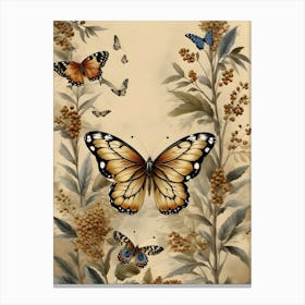 Luxury Butterfly Wall Art | Elegant Nature-Inspired Home Decor | Botanical Aesthetic Prints for Living Room & Bedroom Canvas Print