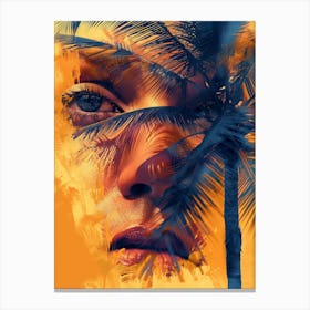 Woman With A Palm Tree Canvas Print