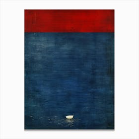 White Boat In Blue Water Canvas Print